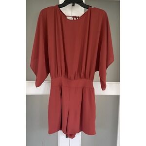 White House Black Market Coral Romper Size 2 Dress Style Flowy Tie Back